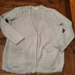 Nordstrom Hinge Eyelash Sweater Cardigan. Medium. Pale blue